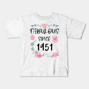 Women 70 Years Old Fabulous Since 1951 Flowers Kids T-Shirt